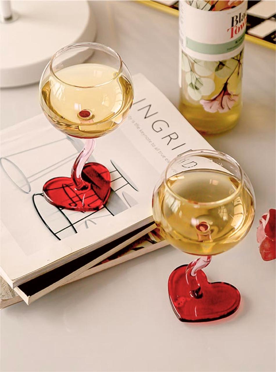 Amour  Burgundy Glass With Heart Shape Base