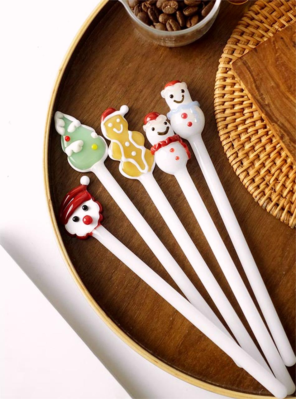 Cute Festive Cartoon Gingerbread Man Glass Stirrer