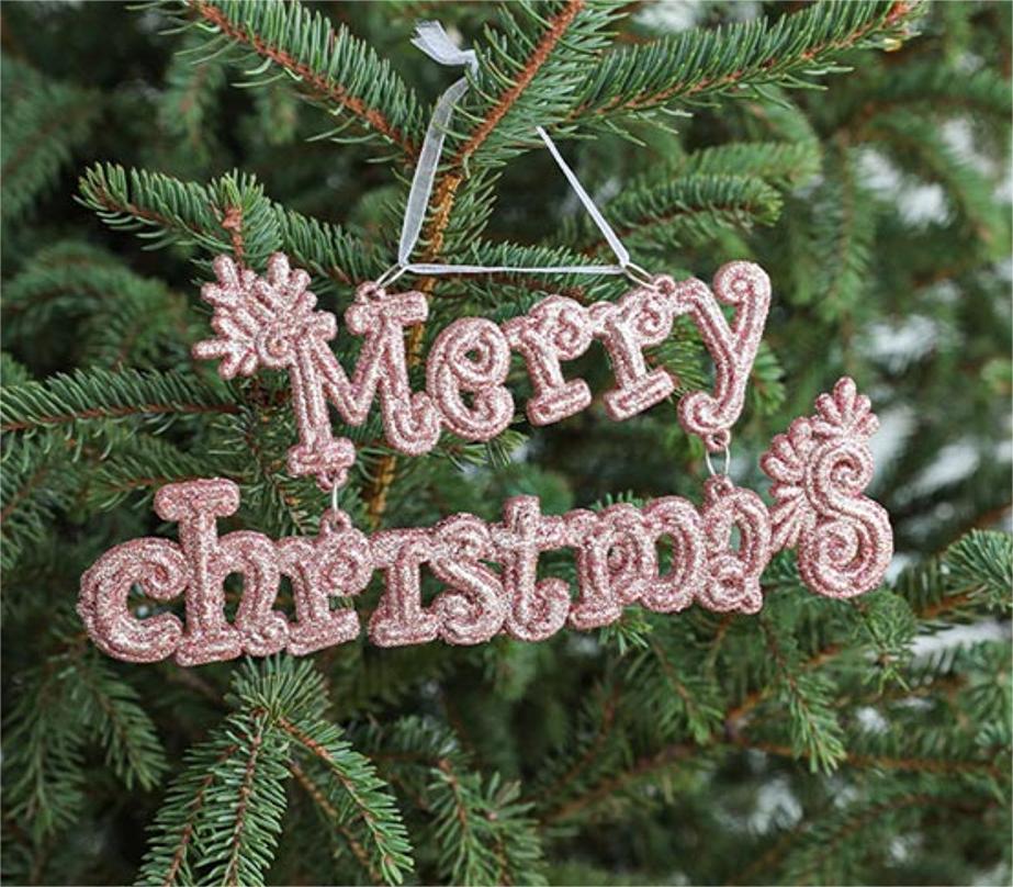 Christmas-Word-Sign-Ornaments-Pink merry Xmas