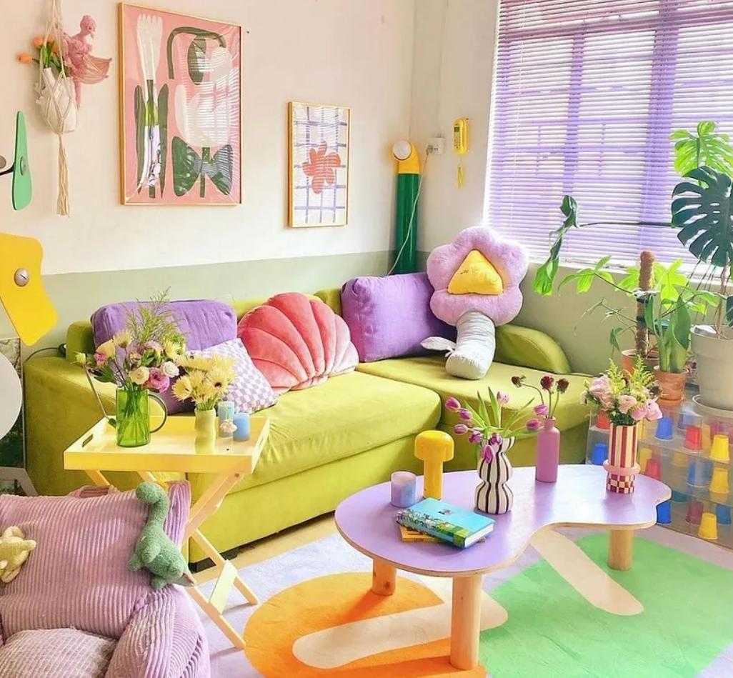 colourful Dopamine-style home décor