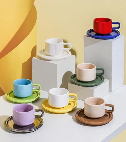 Deux Bi-colour ceramic mug set