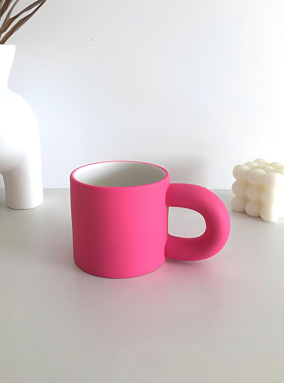 Hot pink ceramic mug 