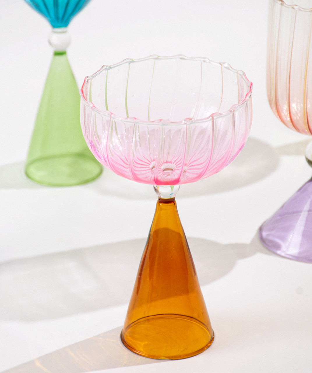 "Jupe" Gradient coloured Pink Coupe Glass -Stemware