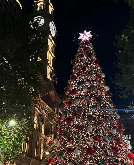 Christmas tree at night light