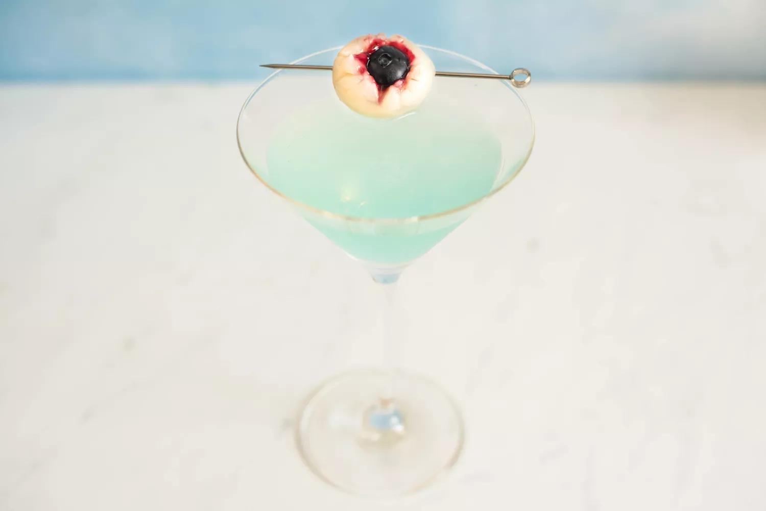 Halloween Lychee Eyeballs Martini cocktail