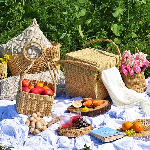 picnic basket, sturdy container for spring picnic