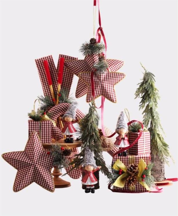Christmas Tree Houndstooth Pinecone Ornament