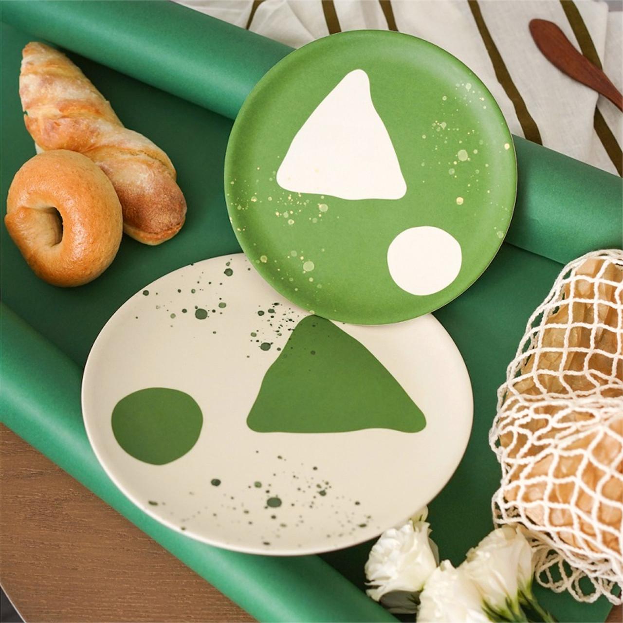 "Geometrie" Scandi Style Pattern Bamboo Plate - Green