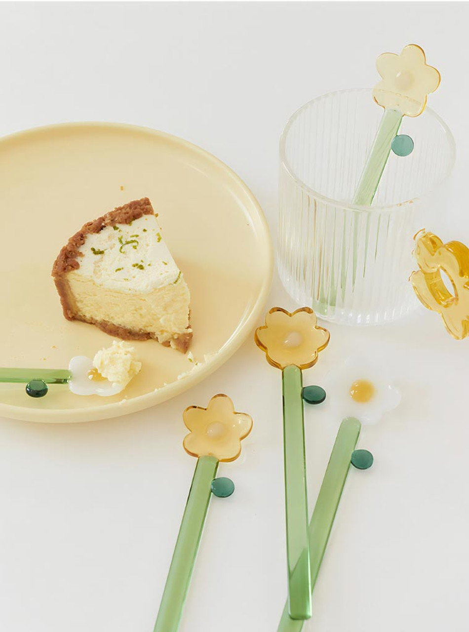 "Fleur" Flower Shape Coloured Glass Spoon