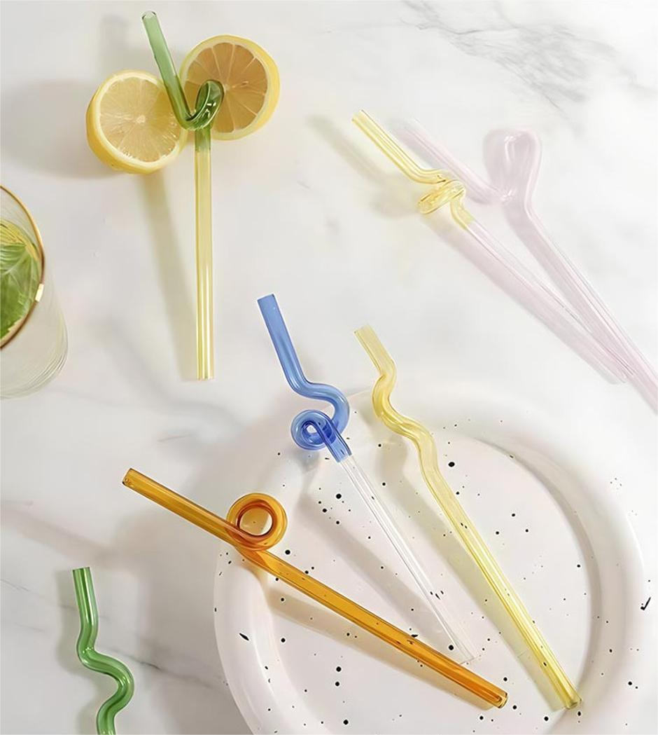 "Knot" Playful & Colourful Glass Straw