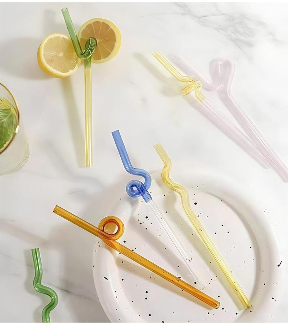 "Knot" Playful & Colourful Glass Straw