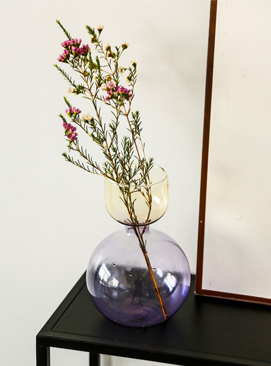  Geometric Duo-Colour Glass Vase  Purple