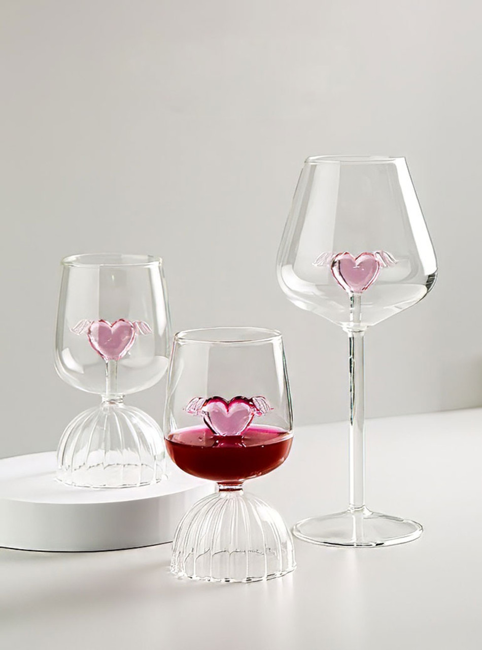 "Cupid" White Wine Glass With Love Heart